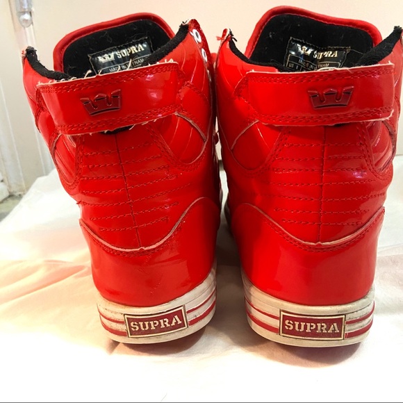 Supra Mens Skytop Shoe Size 8 US Red PVC Sneaker - Picture 3 of 6